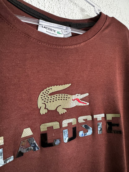 Camiseta Lacoste Escrita Couro