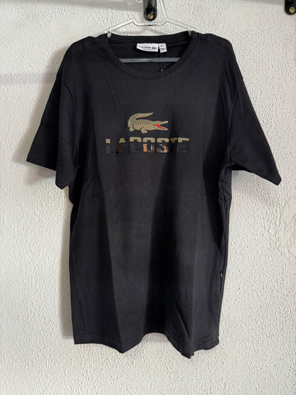 Camiseta Lacoste Escrita Couro
